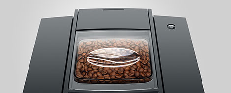 coffee machine showing the transparent compartment